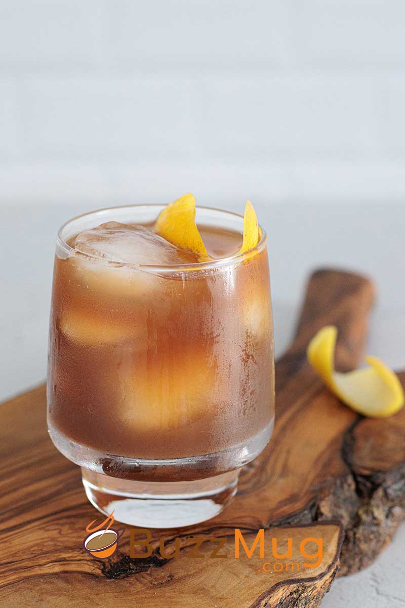bourbon cold brew old fashioned on ice
